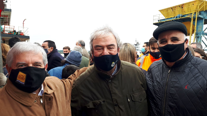 Francisco Blardoni en Paysandú con el ministro Heber