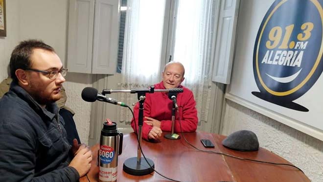 La visita a la Radio de la Lista 6060 de Vamos Salto, Rodolfo Berneda y Omar Lafuente